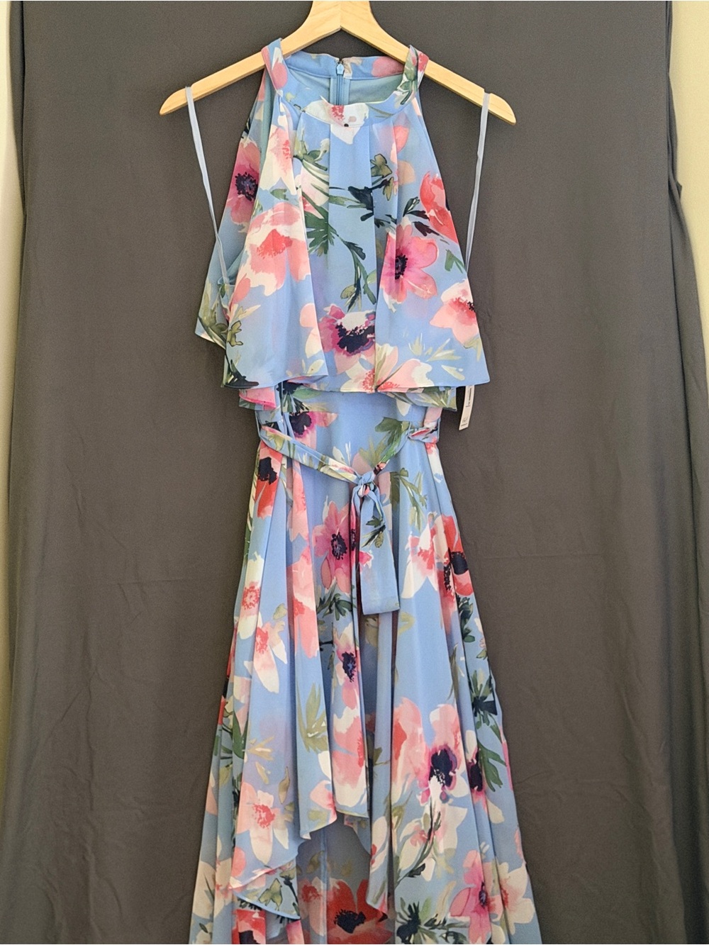 Eliza J Sky Blue Floral High-Low Dress